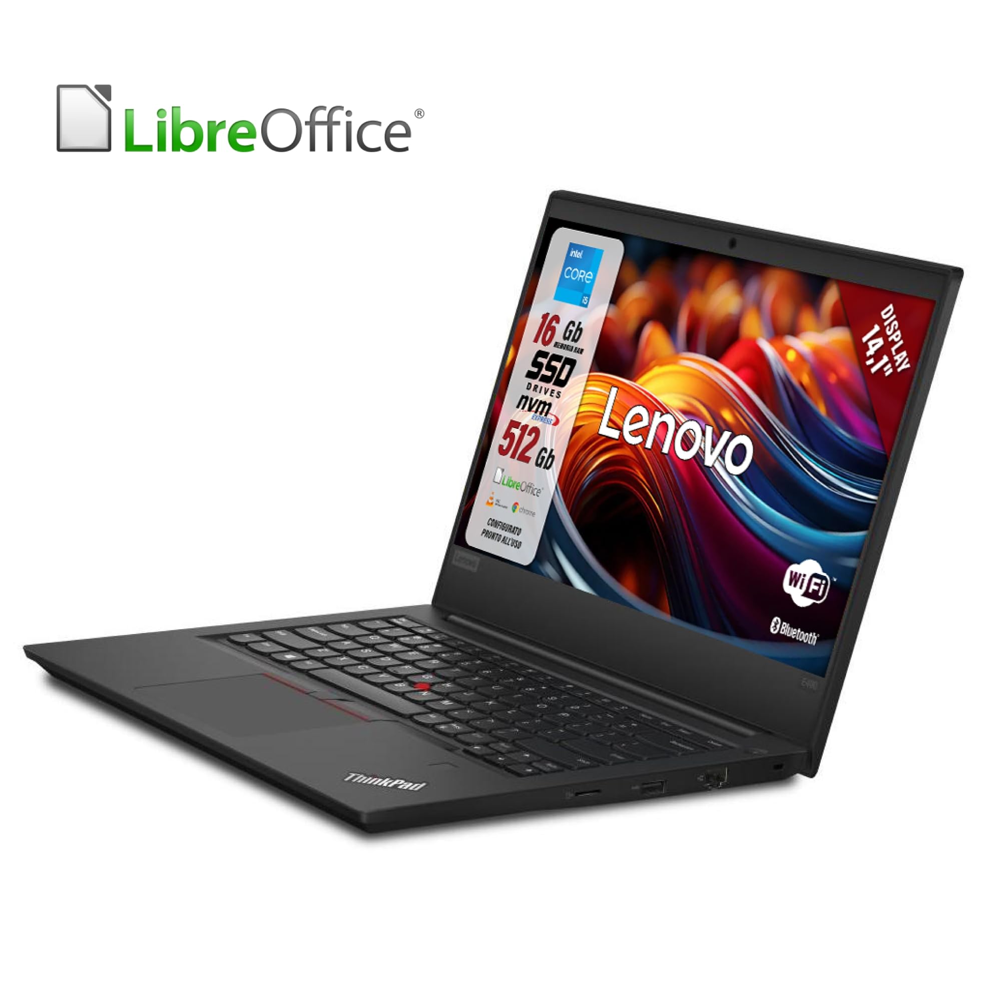 Lenovo ThinkPad, Pc Portatile Intel i5-8265u 4 Core 1.6Ghz, Ram 16Gb SSD 512Gb, Display 14.1" HD, Win 11, Notebook Pronto all'uso con Libre Office, Omaggio Chiavetta USB FingerPrint (Ricondizionato)