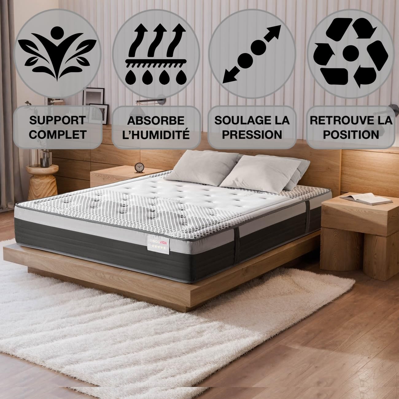 T-ORMU Matelas 140x190 Mémoire de Forme Premium – 27 cm Épaisseur – Matelas Ferme Orthopédique 7 Zones – Soulage Le Mal de Dos – Hypoallergénique Respirant – pour 2 Personnes