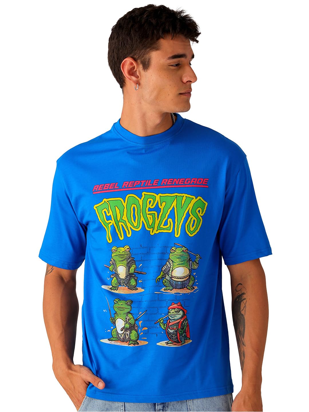 The Indian Garage Co Męski T-shirt z okrągłym dekoltem, bardzo duży nadruk graficzny