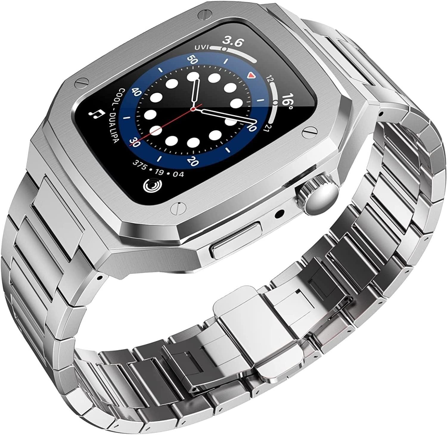 Stainless Steel Material Protective Case，For Apple Watch Series 7 6 45mm 44mm Strap Integrated Band with Case Metal Buckle Wristbands