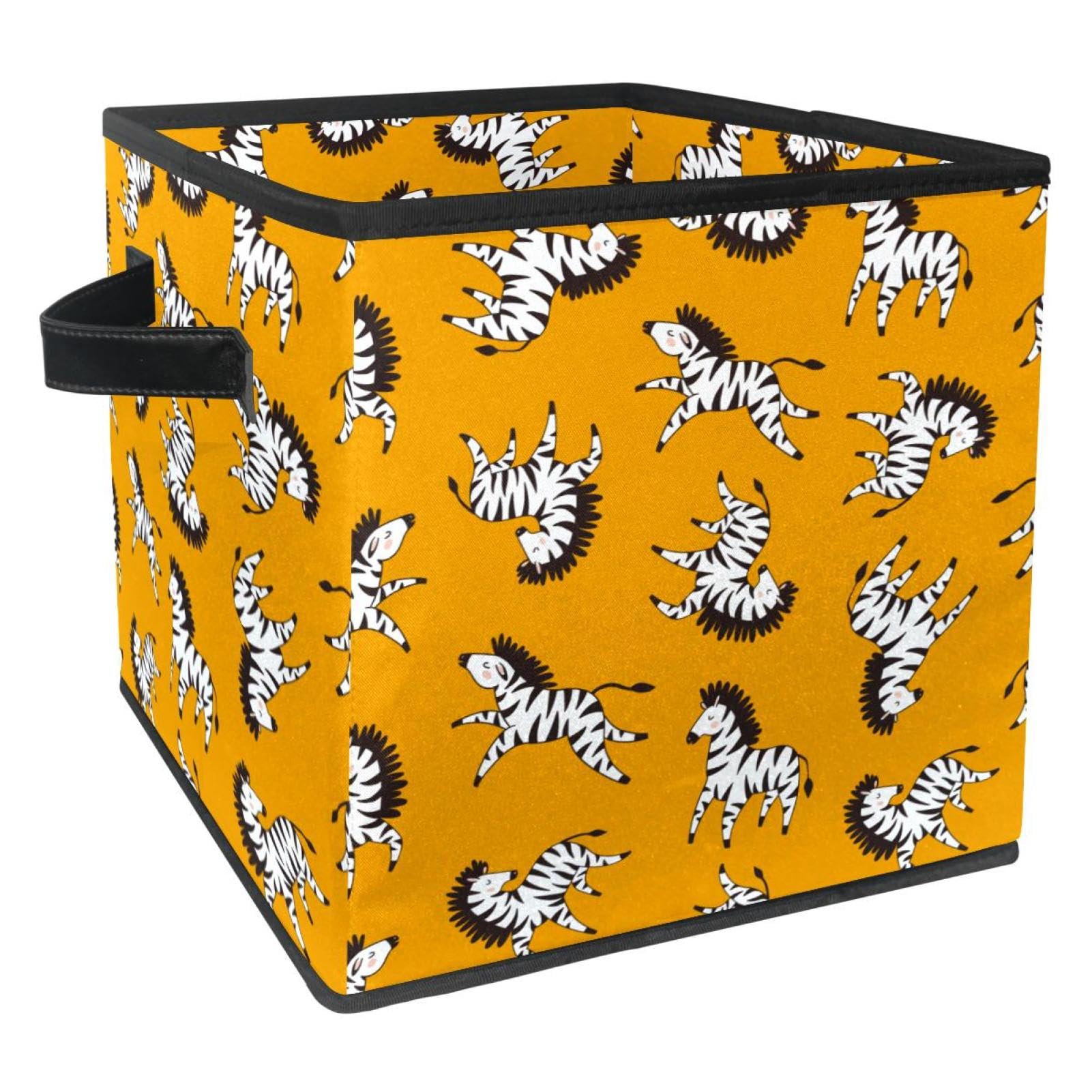 Boîte pliable zèbre jaune pour organiser la chambre des enfants