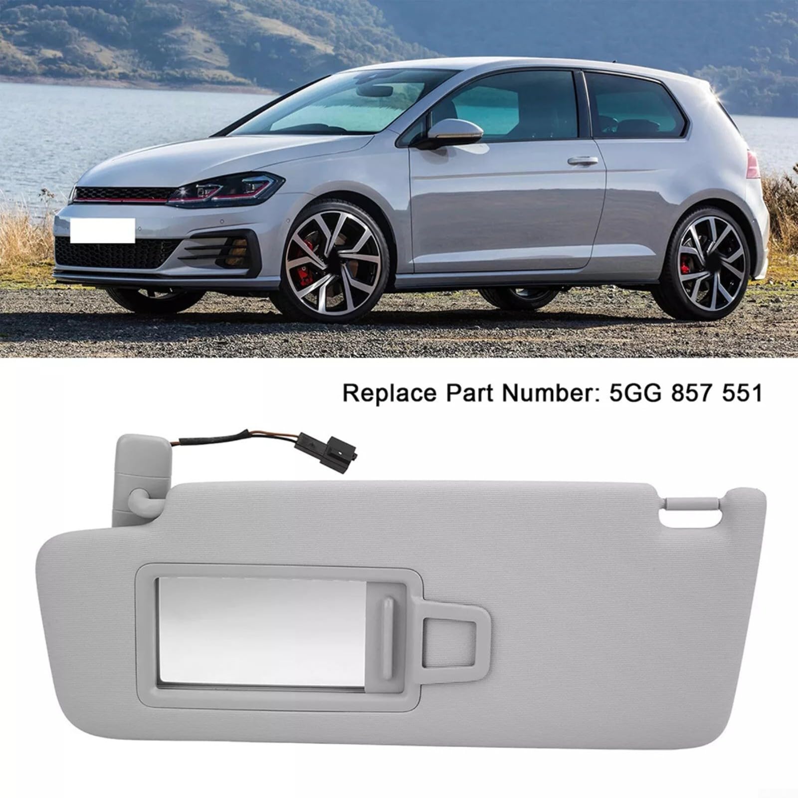Auto Anteriore Sinistra Parasole Con Specchio Trucco, Per Golf MK7 Per Jetta T-Cross Per Passat B8 5GG857551, Plastica Grigio