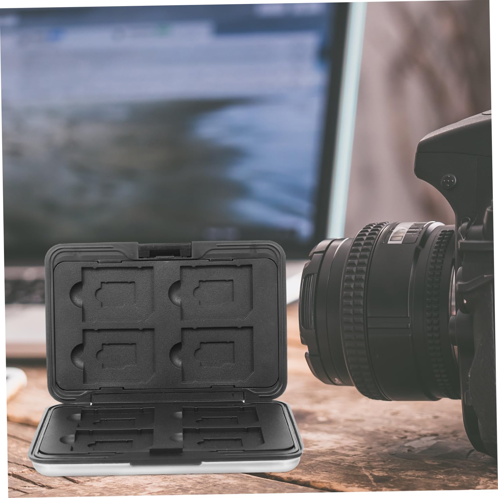 ARTIBETTER Metal 8 Slot Memory Card Storage Box Card Holder Card Organizer Lightweight Protects Cards from Damage