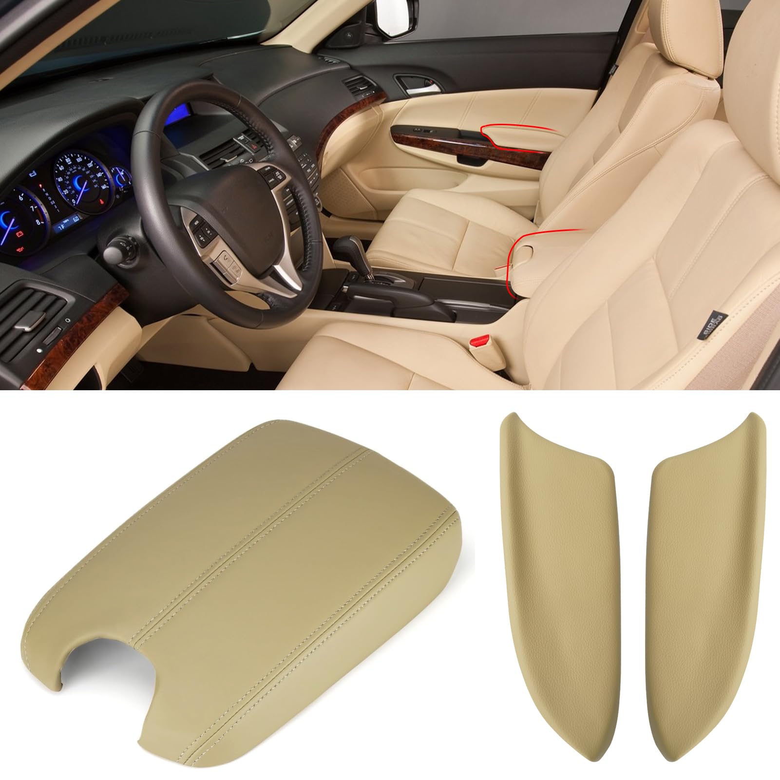 APESER Honda Accord Front Door Panel Lids & Console Cover Set