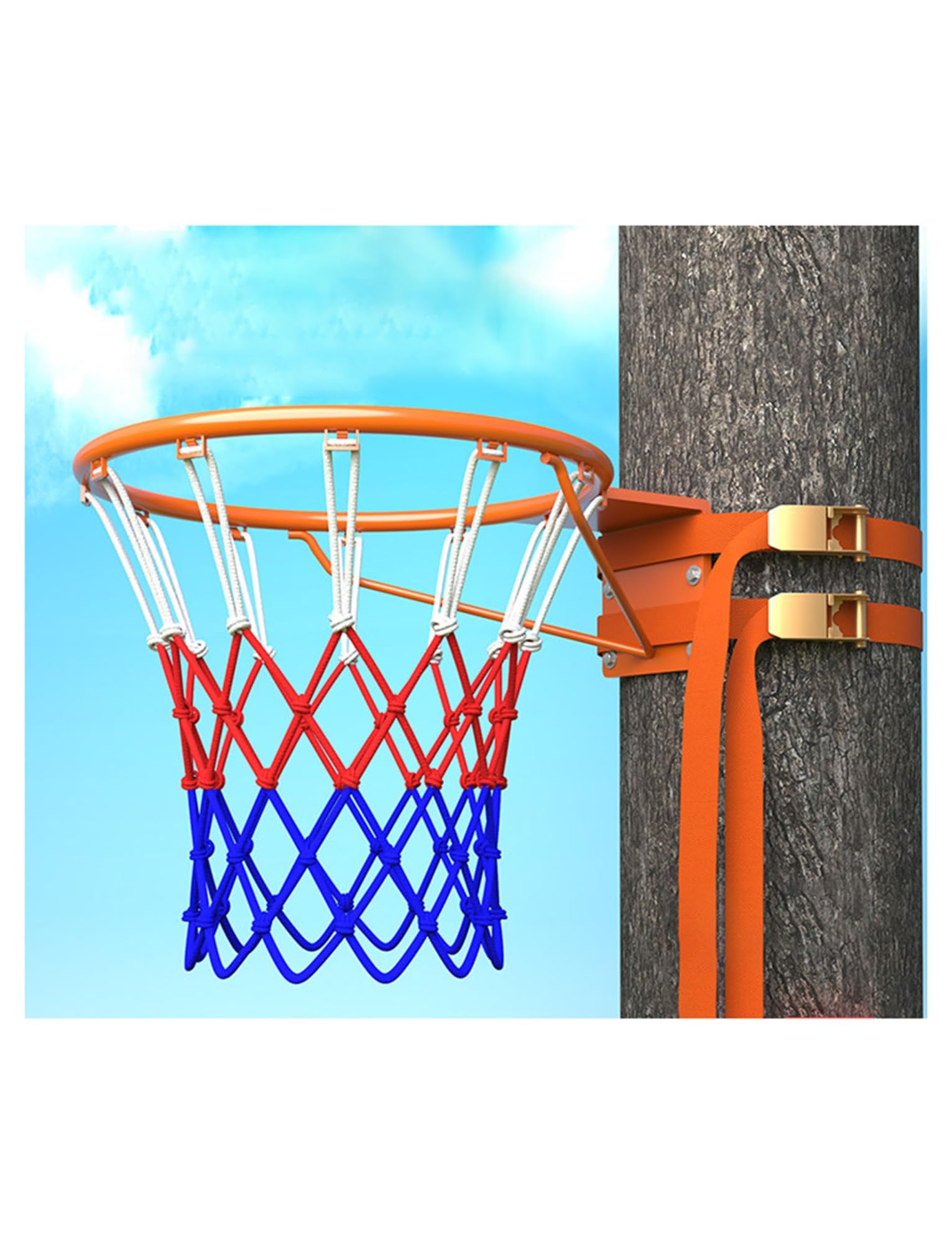 Canestro da Basket in Acciaio da Parete con Cinghie Regolabili, Struttura Portatile per Tirare a canestro, Supporto Robusto per Giocare all'aperto e al Chiuso.