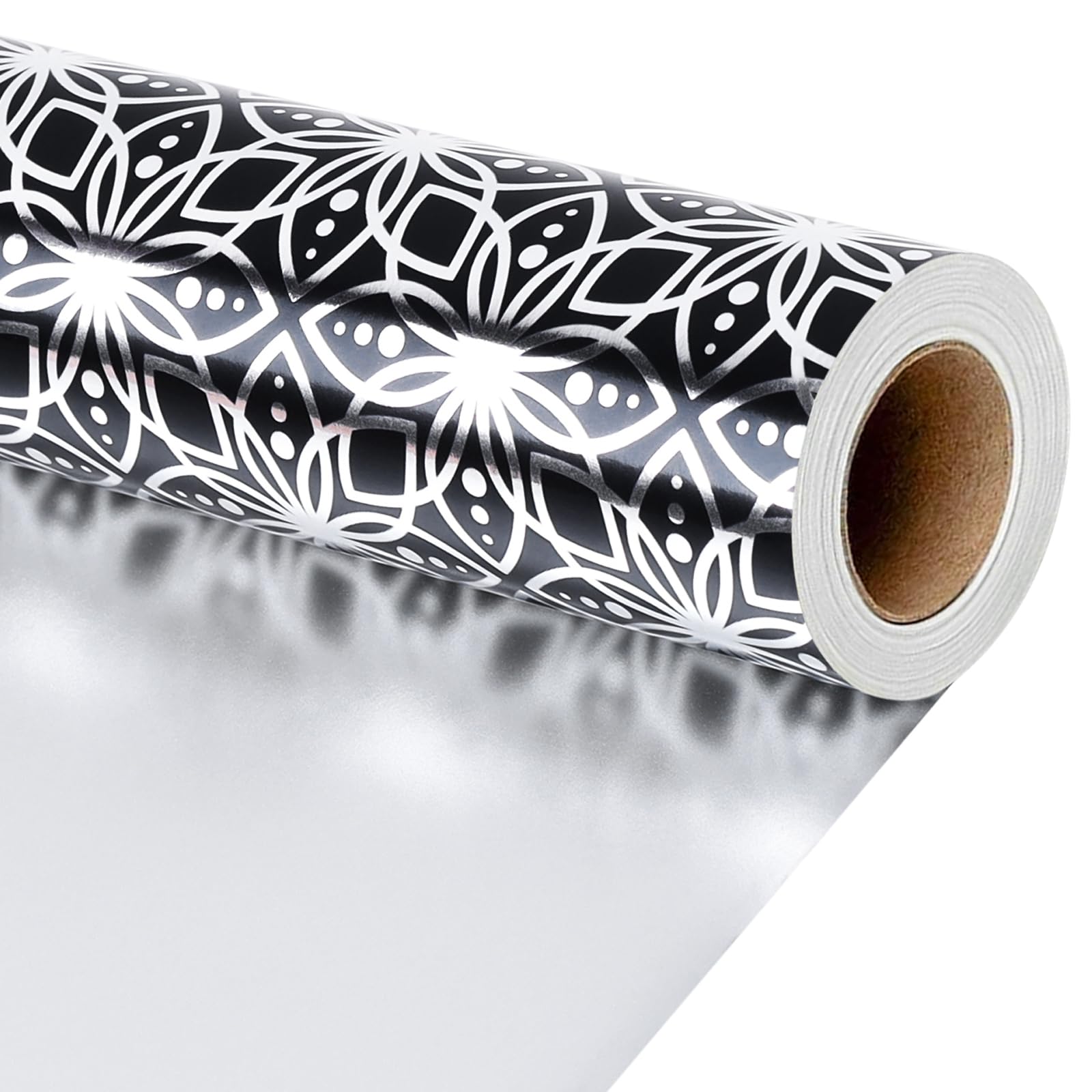 BIOBROWN Reversible Floral Wrapping Paper Roll, 43cm x 10m – Double-Sided Rose Gold Foil Design for Wedding, Mother’s Day, Bridal Shower & Birthday — image 1