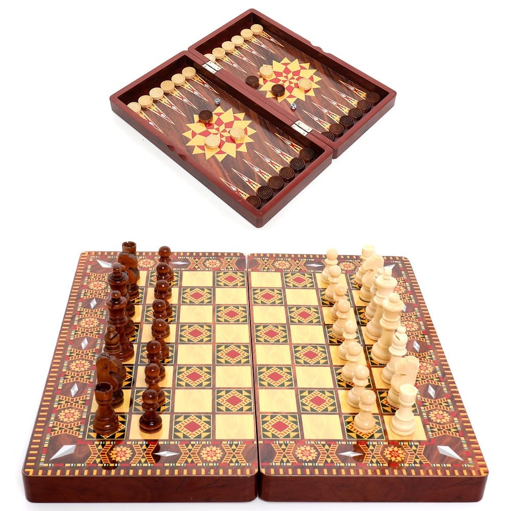 ajedrez magnetico Juego de ajedrez Plegable Premium, Entretenimiento Intelectual, portátil, 3 en 1, Damas de Lujo, Regalo(Brown3)