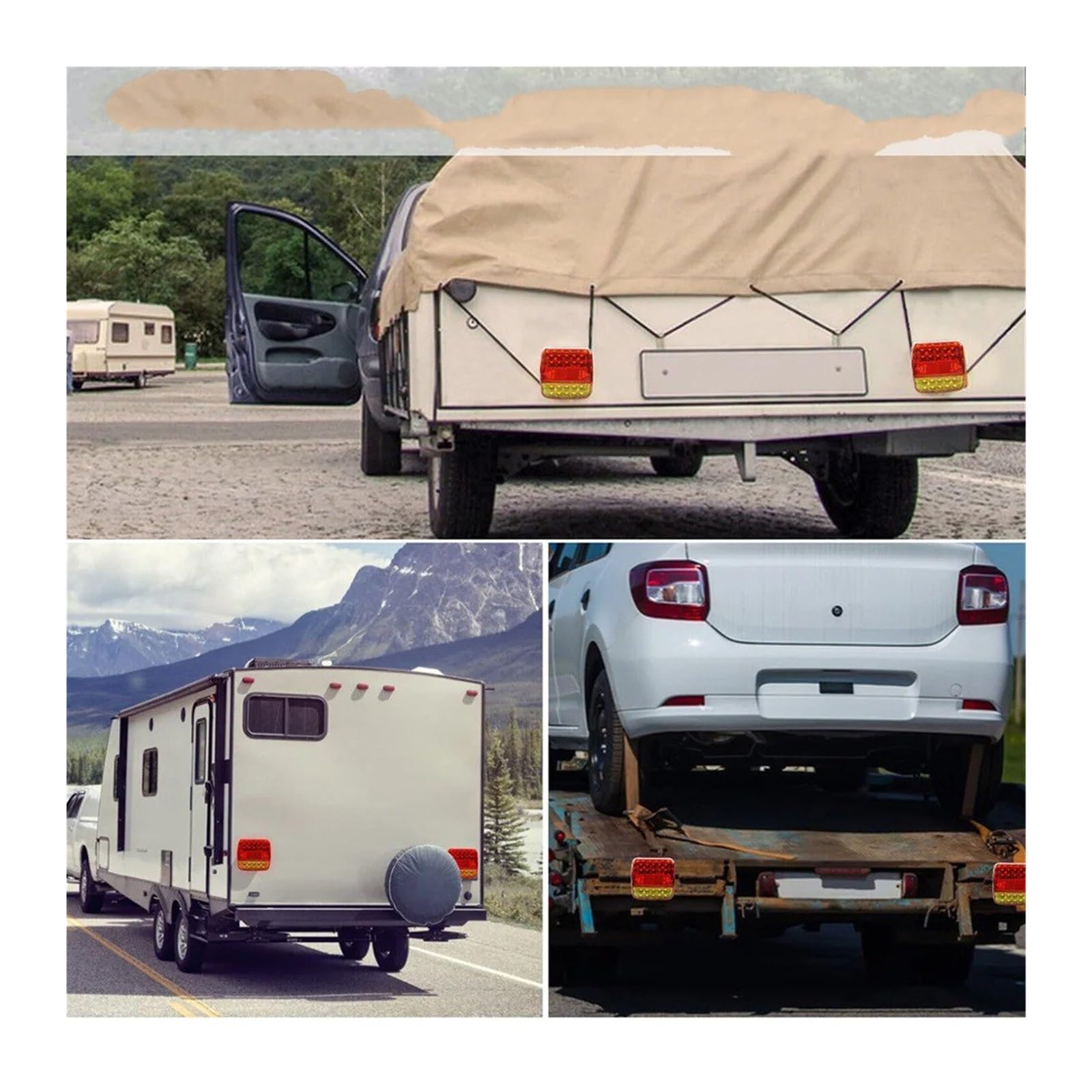 Luz Trasera Coche para caravanas autocaravanas Camiones y vehículos recreativos Luz Trasera Remolque luz Advertencia Fren 2 Luces LED traseras magnéticas inalámbricas Traseras Luces Después(EU)