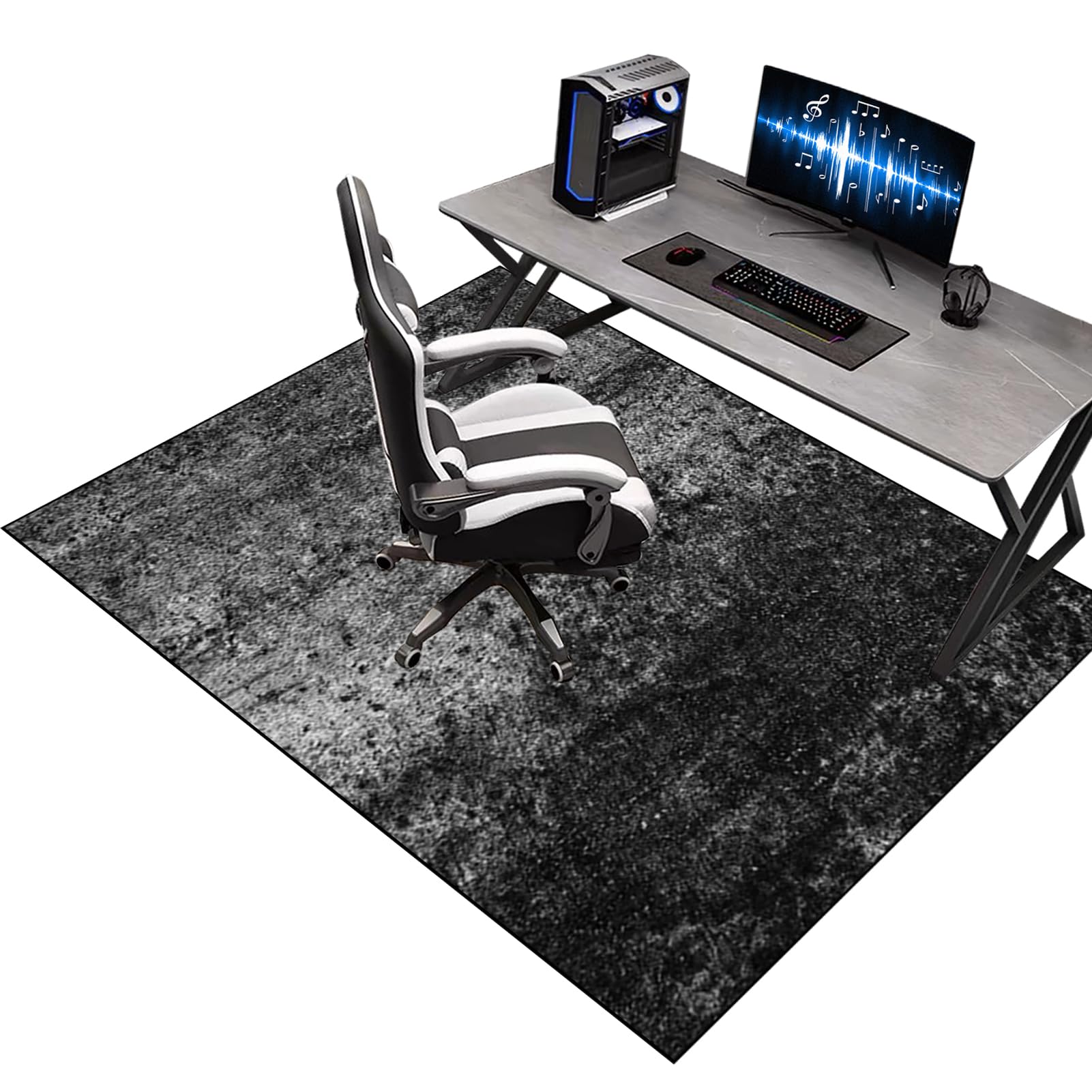 Kqiejuy Colorb15 140 X 170 Cm Office Gaming Chair Mat For Carpet, Office Chair Carpet Protector Mat Carpeted Floor, Gaming Floor Protectors For Rolling Chairs, Desk Chair Mat For Hardwood Floor, Black Protector Rug
