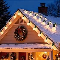 Vista 5 de 25ft Outdoor Christmas LED String Lights,G40 Frosted White Globe Lights with 27pcs Plastic Bulbs,Round Bulb Christmas Lights for Indoor/Outdoor