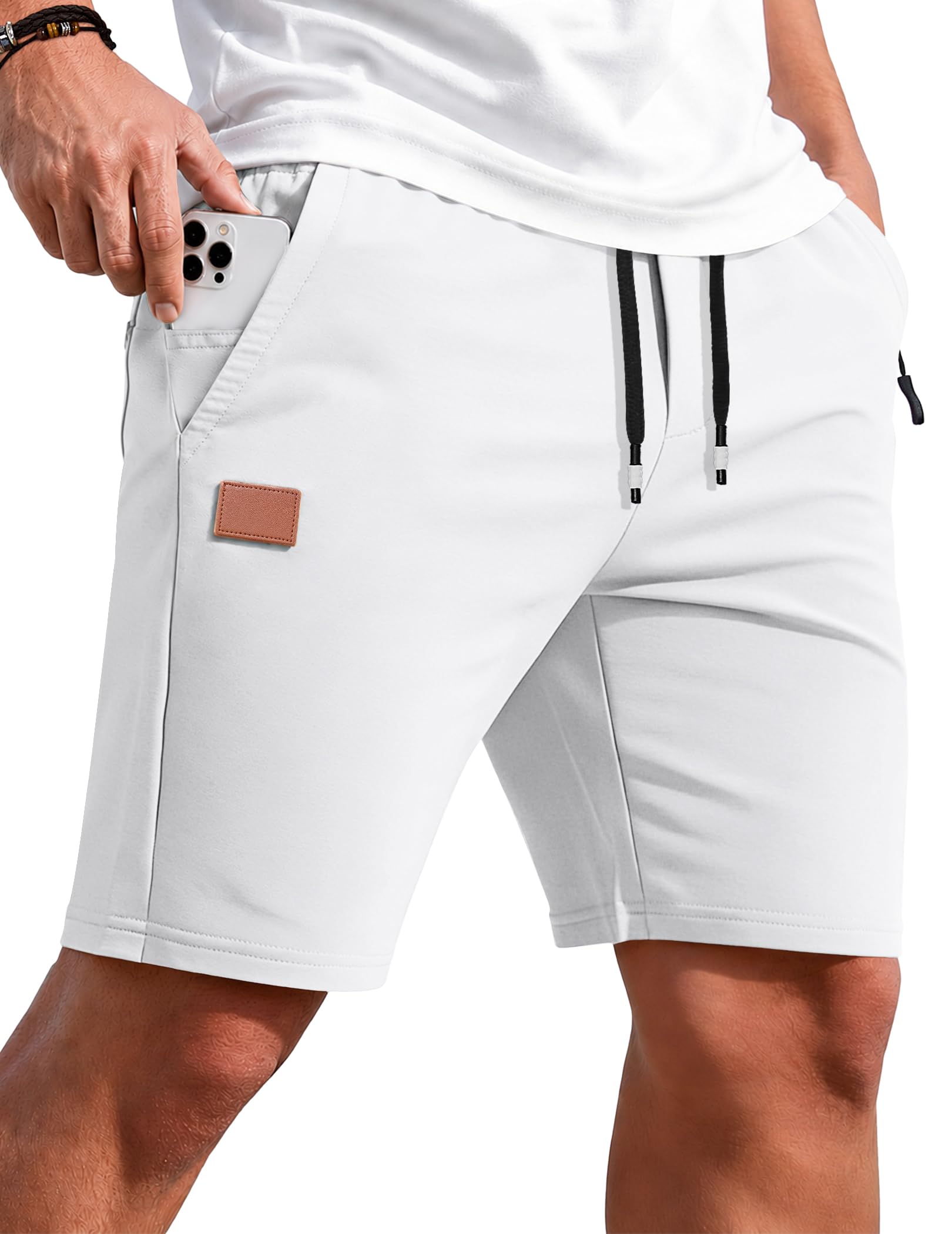 TARAINYA Sporthose Herren Kurz Zipper Baumwolle Shorts Sommer Mit Kordelzug | 95%baumwolle 5%elasthan,kartenhalter taschen,sport,casual,regular fit,stretch,elastischer bund mit tunnelzug,freizeitshorts