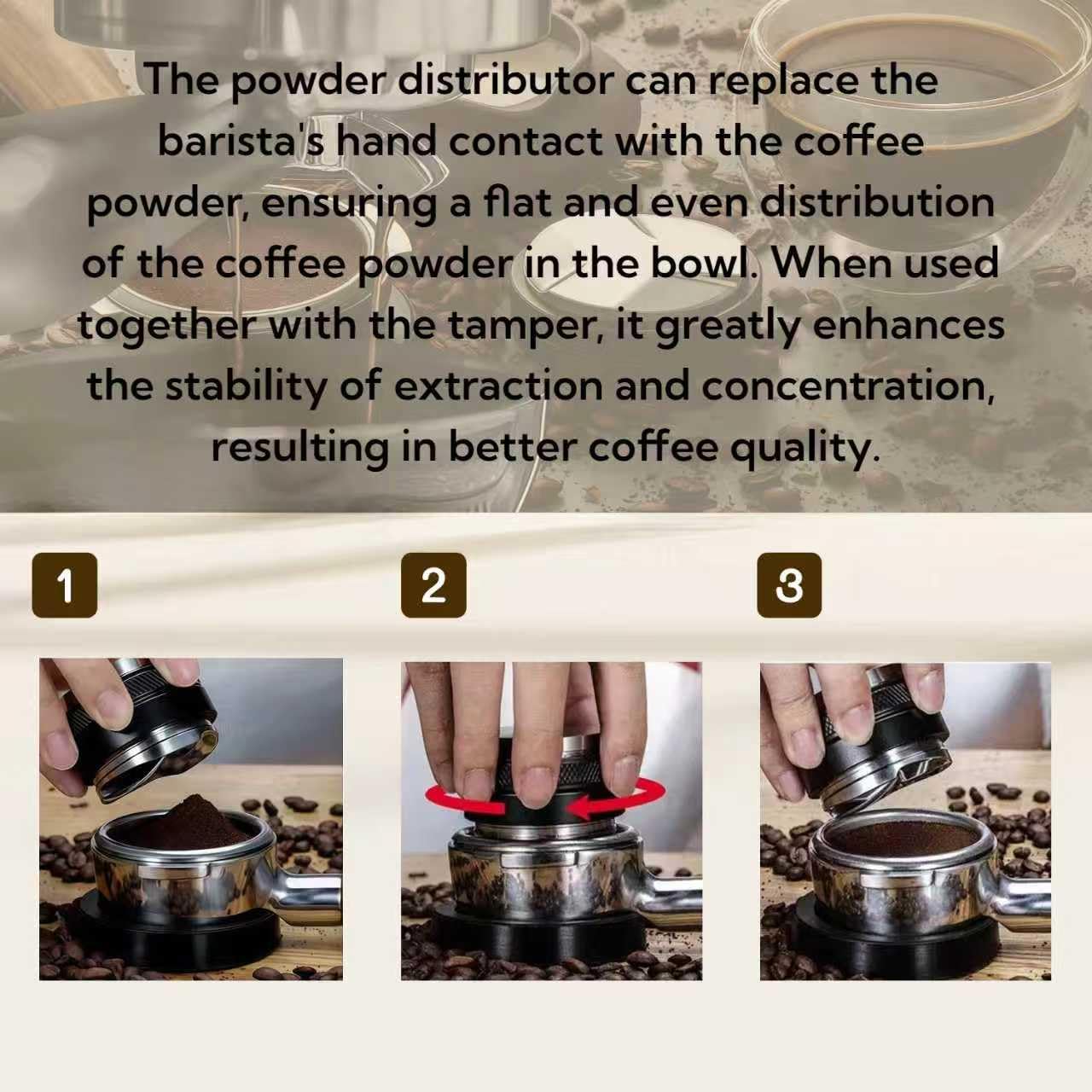 Ensemble Complet pour Espresso 51mm (5 pièces) : Distributeur Double Face Lourd, Anneau Doseur Magnétique, Outil WDT, Écran de Dispersion et Tapis de Tassage en Silicone
