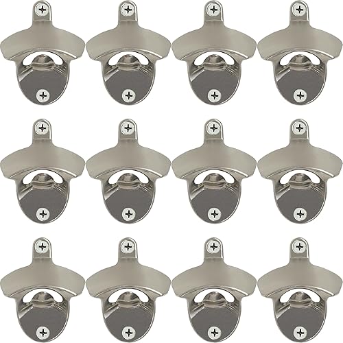 Miniatura 7 de Abrebotellas de cerveza de montaje en pared, 12 piezas, cobre envejecido, abridor de cerveza rústica, montaje en poste inoxidable Cobre