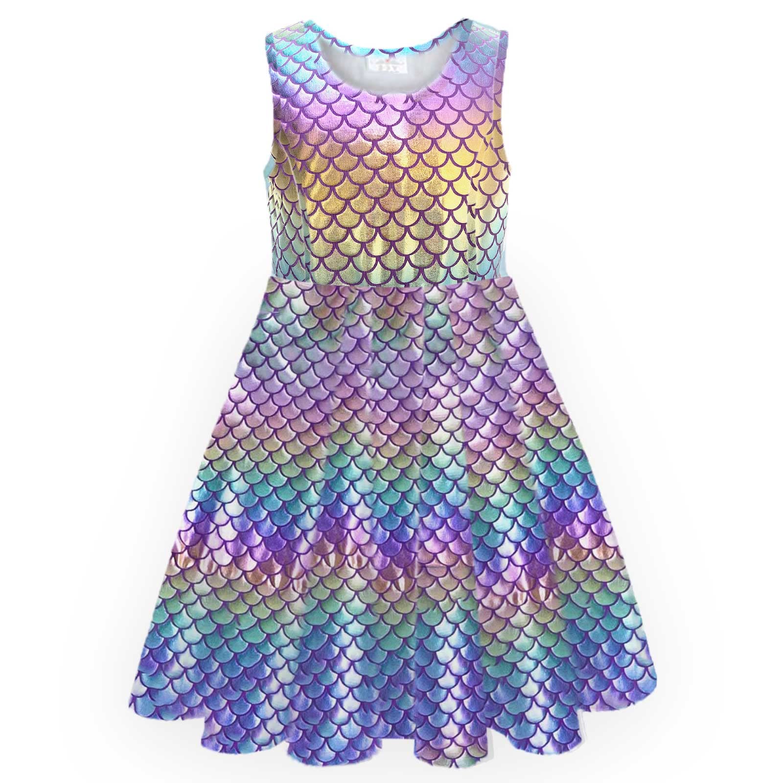 VIKITA Niñas Vestido Verano Vestido Viños Vestidos Sirena Sin Mangas Tamaño 3-12 años