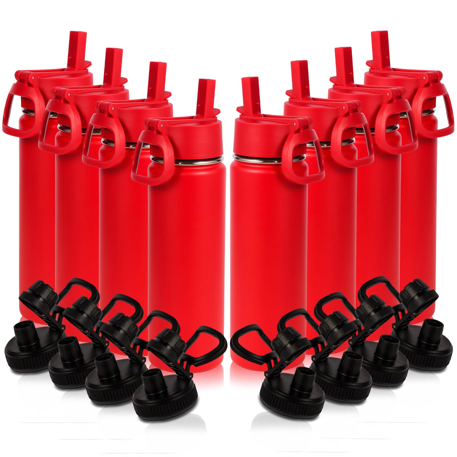 Volhoply 20oz Insulated Stainless Steel Water Bottle With Straw Lid Bulk 8 Pack Kids Double Wall Vacuum Cups