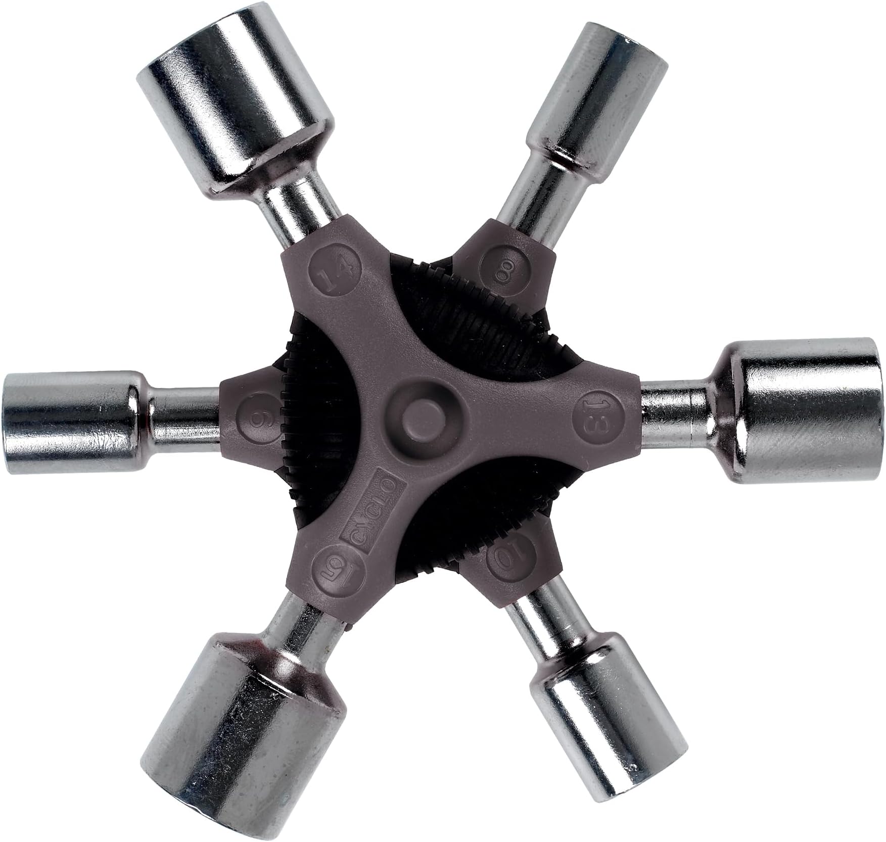 Cyclo Pro-series Mini ‘Y’ Bike Socket Wrench Set - Sizes 8, 9, 10, 13, 14, 15 mm - Wrenches Chrome Plated with Hardened Sockets, Grey