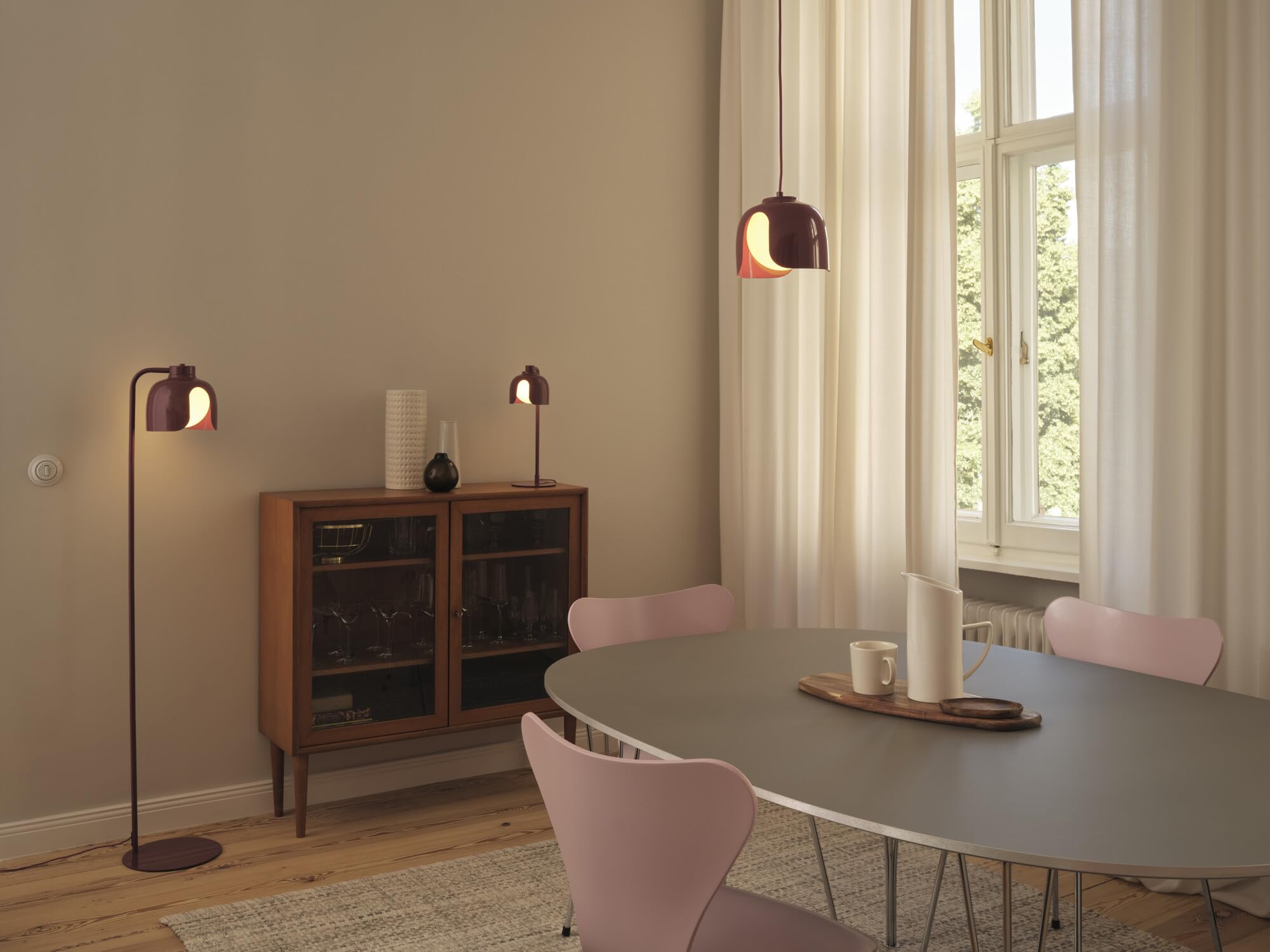 OSRAM Lampada da terra DECOR Corolle, vetro in metallo rosso, versione E27, cavo in tessuto, stile retrò, diametro 270mm