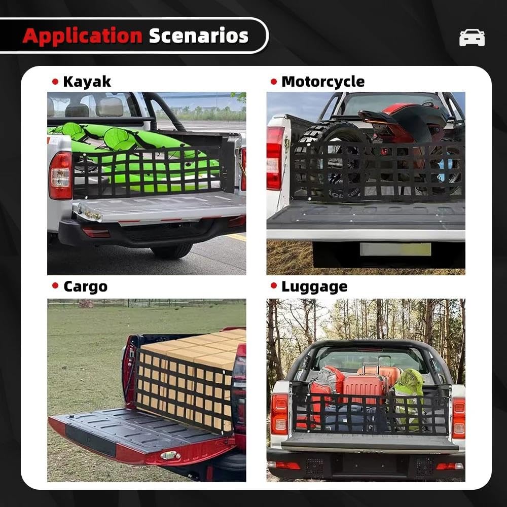 Filet Rangement Voiture Filet De Hayon Robuste pour Camionnette MUGE-60''x18'' Organiseur Caisse pour Pleine Grandeur BAG112 Filet de Rangement(Rouge)