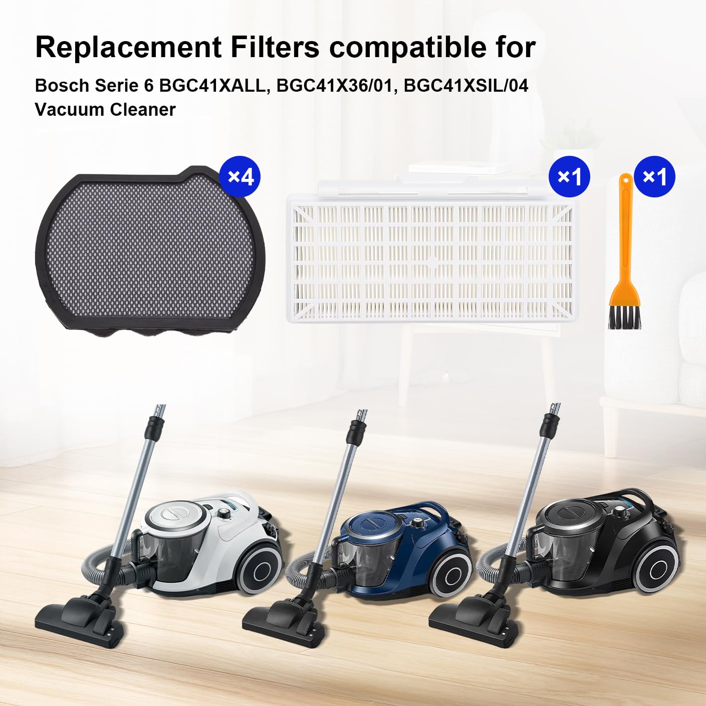 Vervangende filteraccessoires compatibel met Bosch serie 6 BGC41XALL