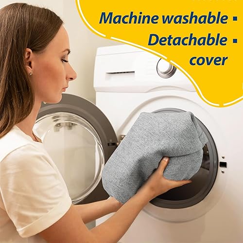 Miniatura 125 de AAAAAcessories Cojines en forma de D, espuma de 2 pulgadas de grosor, con lazos y funda extraíble lavable a máquina, 17 x 16 pulgadas, juego de 4