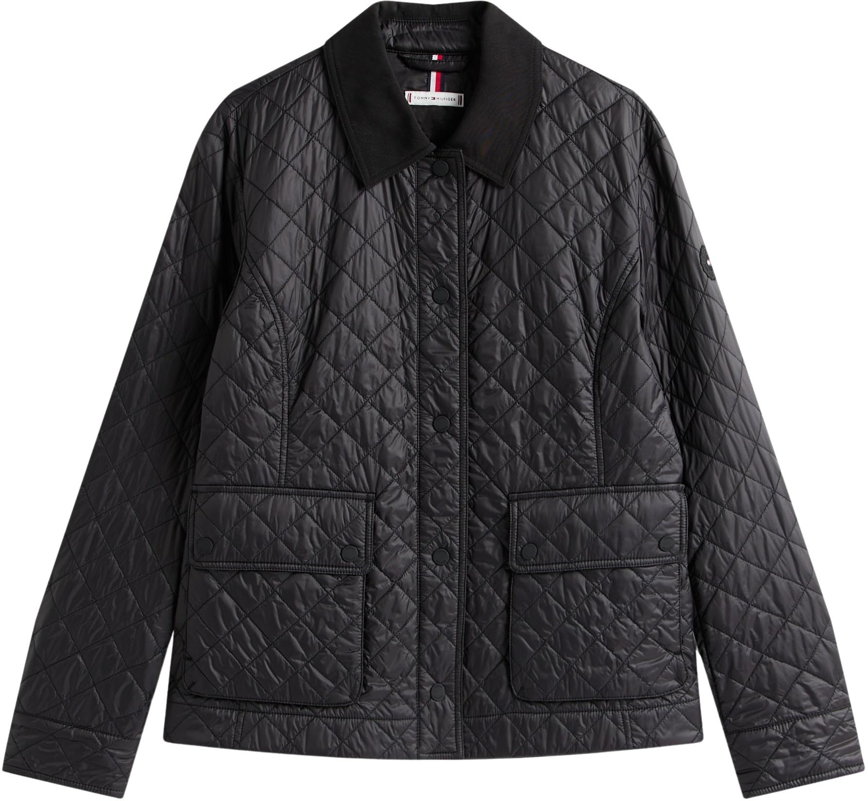 Tommy Hilfiger Donna Giacca Imbottita Padded Nylon Slim Quilted con Colletto a Punta