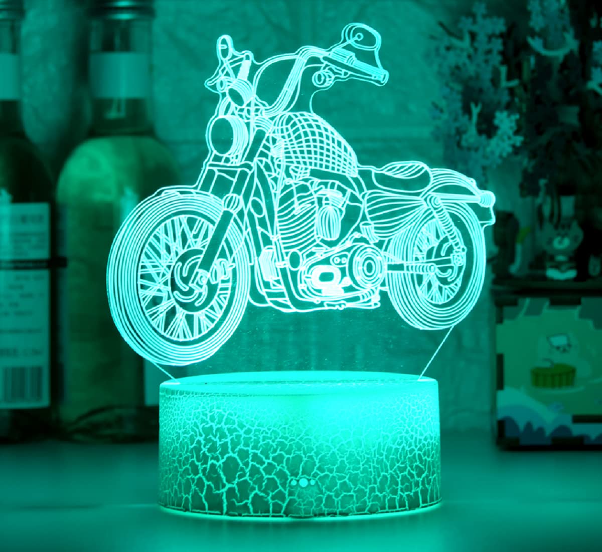 Paesteffe Cool Motorcycle 3D Night Light for Kids Bedroom Decor, Led Illusion Lamp for Room Decor & Nursery, Girls Birthday and Holiday Gift-16 Changing Color Remote Control LED Lighting