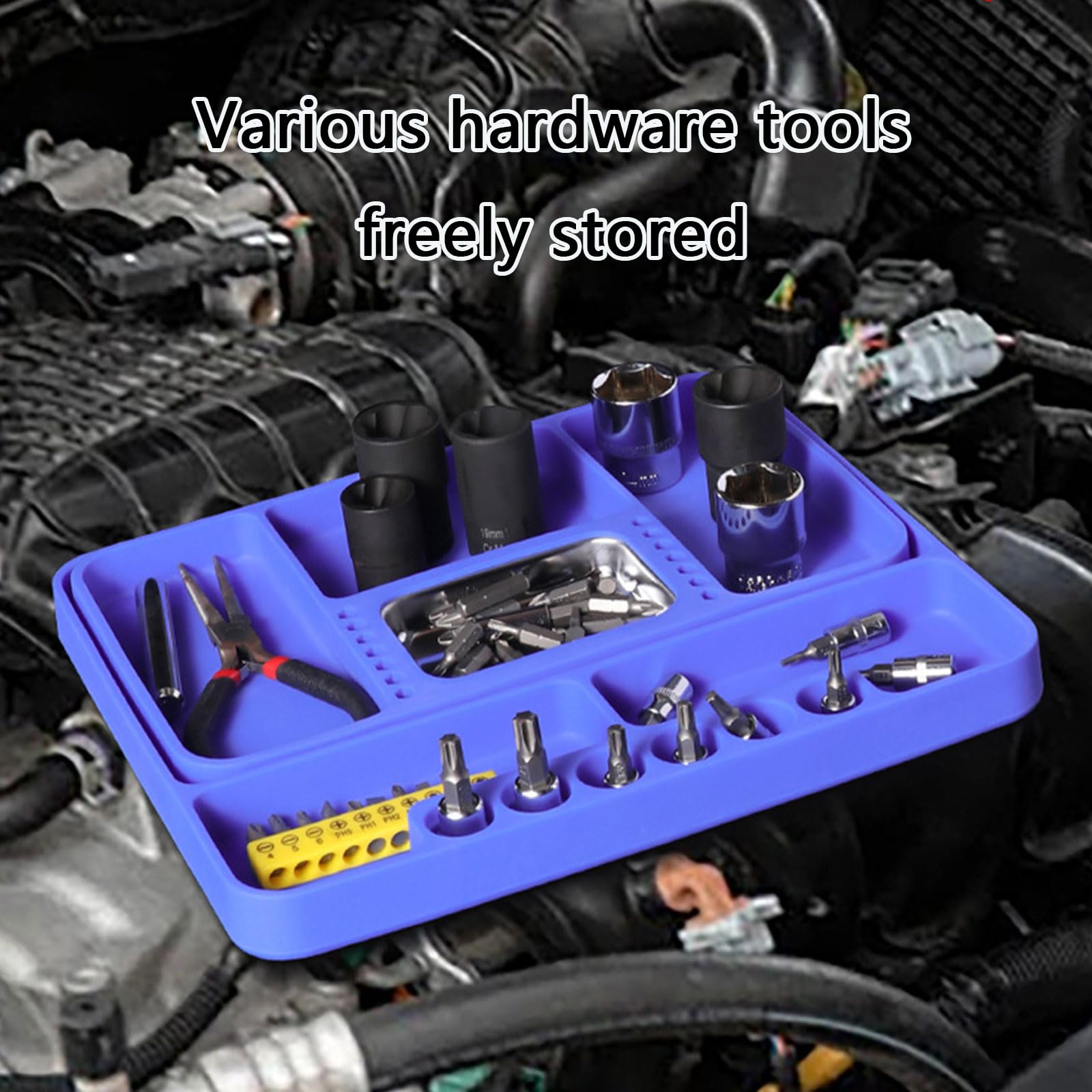 Portable Silicone Tool Tray Mat With Antislip Features For Secure Tool Storage During Maintenance Tasks Easy Portability