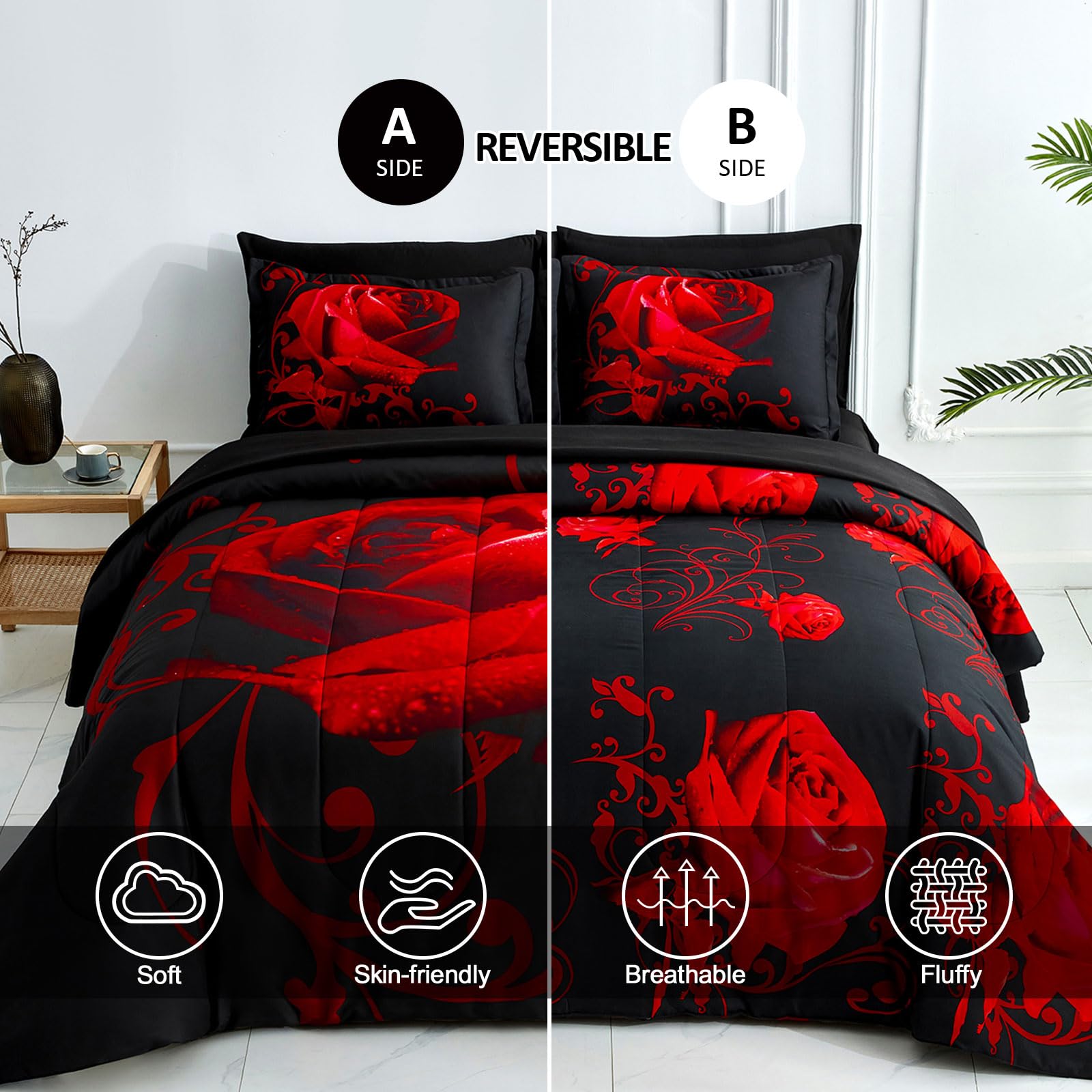 WONGS BEDDING Rose Schmusetuch Set Cal King