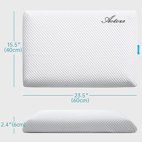 Miniatura 5 de AOTOZE Almohada plana suave para un sueño profundo, almohada de espuma viscoelástica de gel para dormir, certificación doble Oeko-TEX y CertiPUR-US,