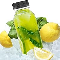 Vista 7 de 3 botellas de plástico de 8 onzas para jugo, leche y otros con tapas negras