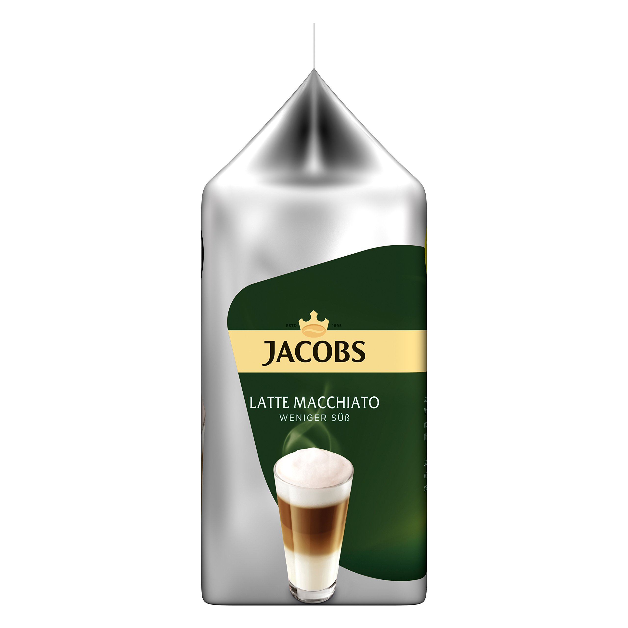 Tassimo Jacobs Latte Macchiato weniger süß, 5er Pack Kaffeespezialität T Discs (5 x 8 Getränke)