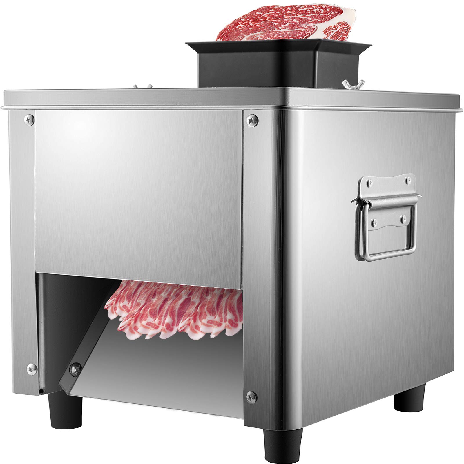VEVOR Meat Cutting Machine Commercial 10mm Cut Thickness Cutter Meat Machine 331lbs/H Commercial Electric Meat Slicing 850W Meat Cutter Machine Stainless Steel Electric Meat Cutter with Crank Handle
