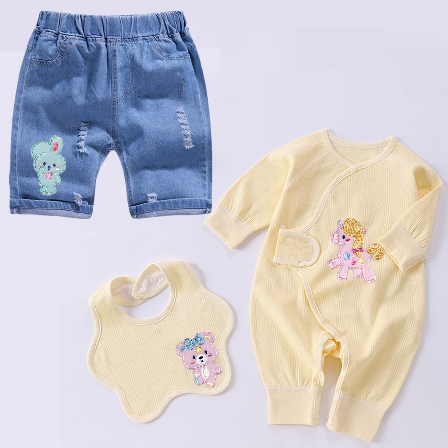 6 parches bordados con diseño de unicornio, oso, conejo, elefante, azul, rosa, accesorios para ropa, bolsas, jeans (estilos de peluche)