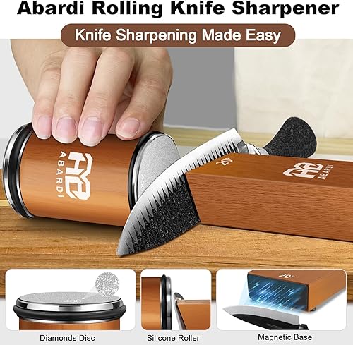 Miniatura 9 de Afilador de cuchillos rodantes para borde recto, afilador de cuchillos con diamantes industriales para acero de cualquier dureza, kit de afilador de
