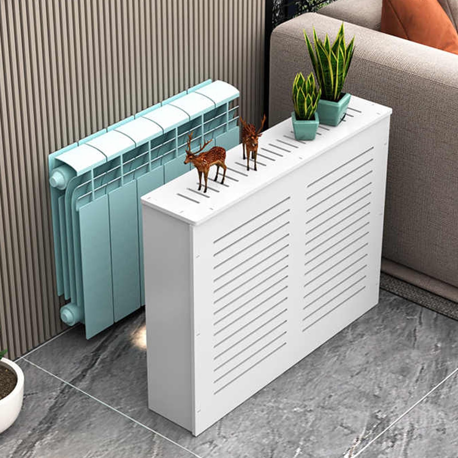 Heizkörperverkleidung mit Sto-Regal, stanzfreier Heizschrank, Slish Home Shield für platzsparende Enhanced Décor Modernes Design Einfache Inllat-Konstruktion