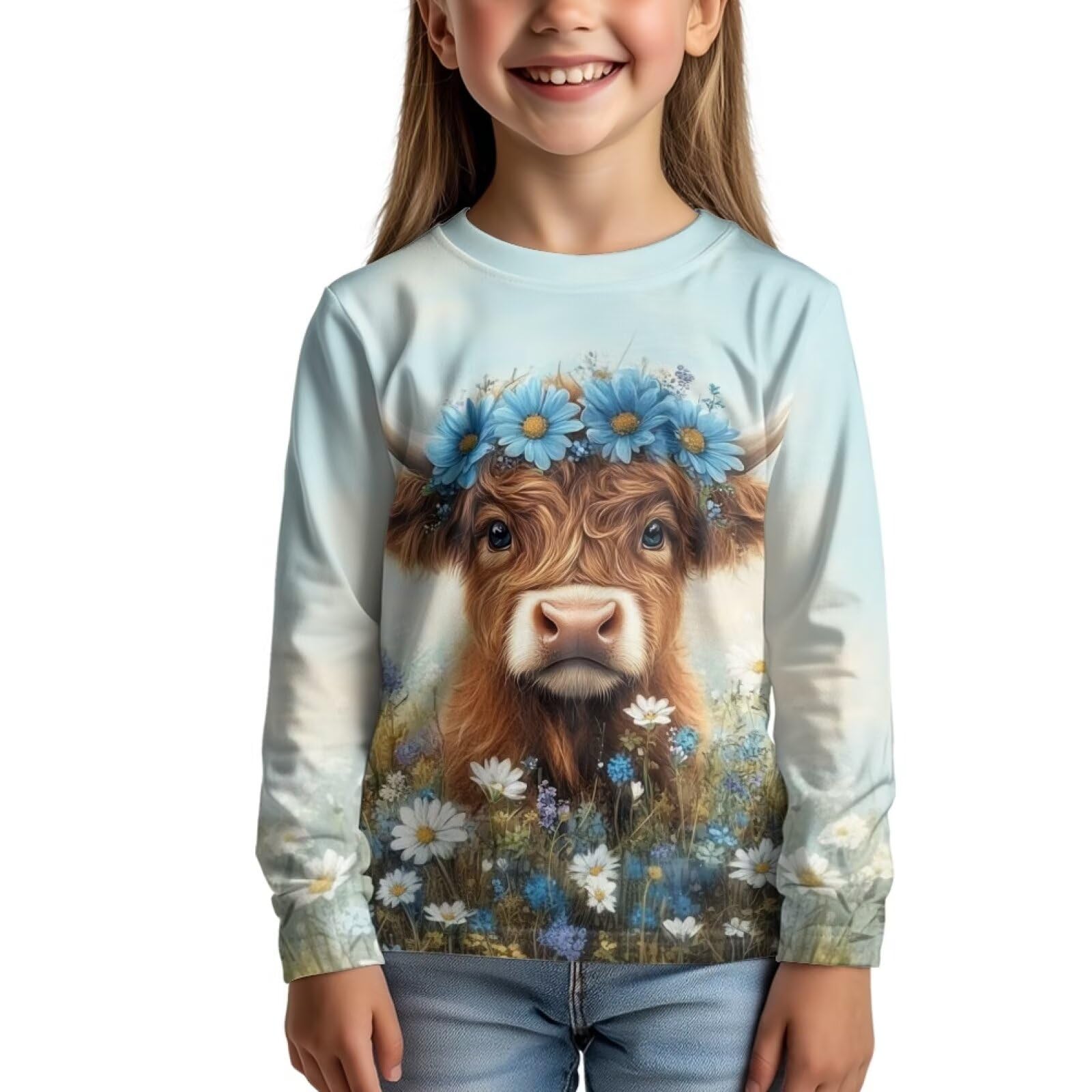 Uourmeti Girls Graphic Tees Long Sleeve T Shirts for Teens Casual Tshirts Junior Sportswear Fall Tops