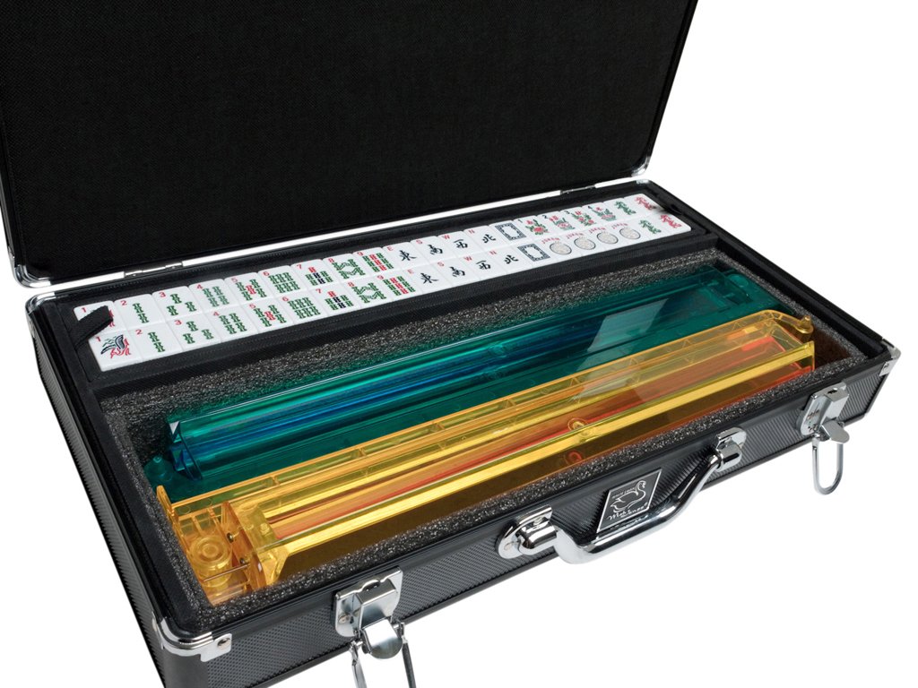 Set - White Tiles - Modern Pusher Arms - Aluminum Case - Black