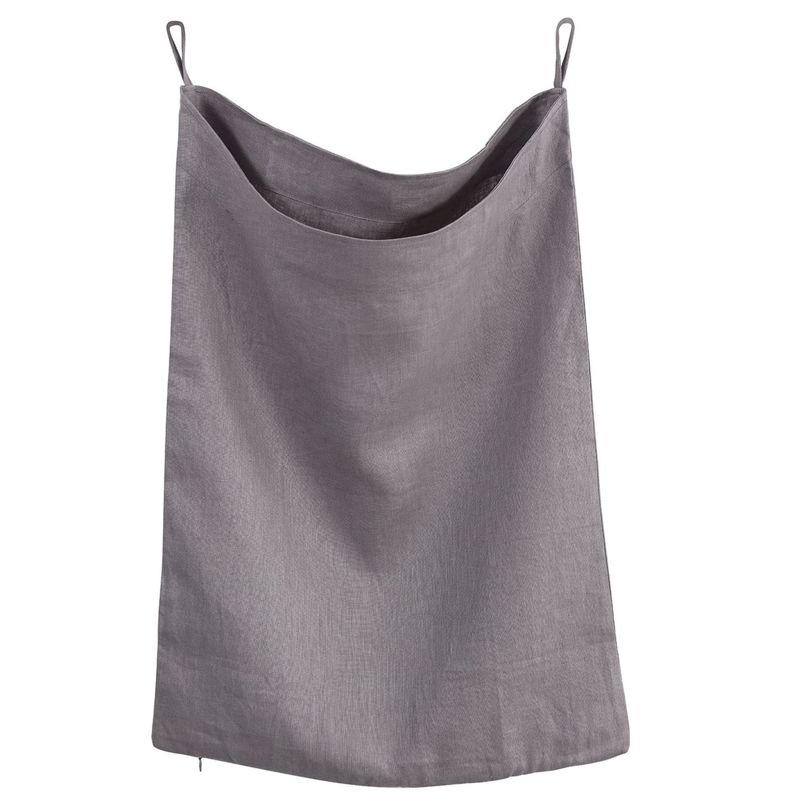 Amazhiyu Pure Linen Over The Door Laundry Hanging Hamper Bag with Bottom Zipper for Holding Dirty Clothes Grey