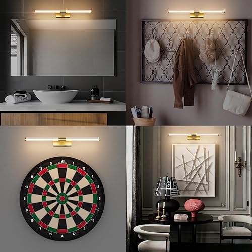 Miniatura 8 de Luz de imagen inalámbrica dorada, funciona con pilas, luz de imagen de 23.6 pulgadas para pared, luz de imagen recargable con control remoto para