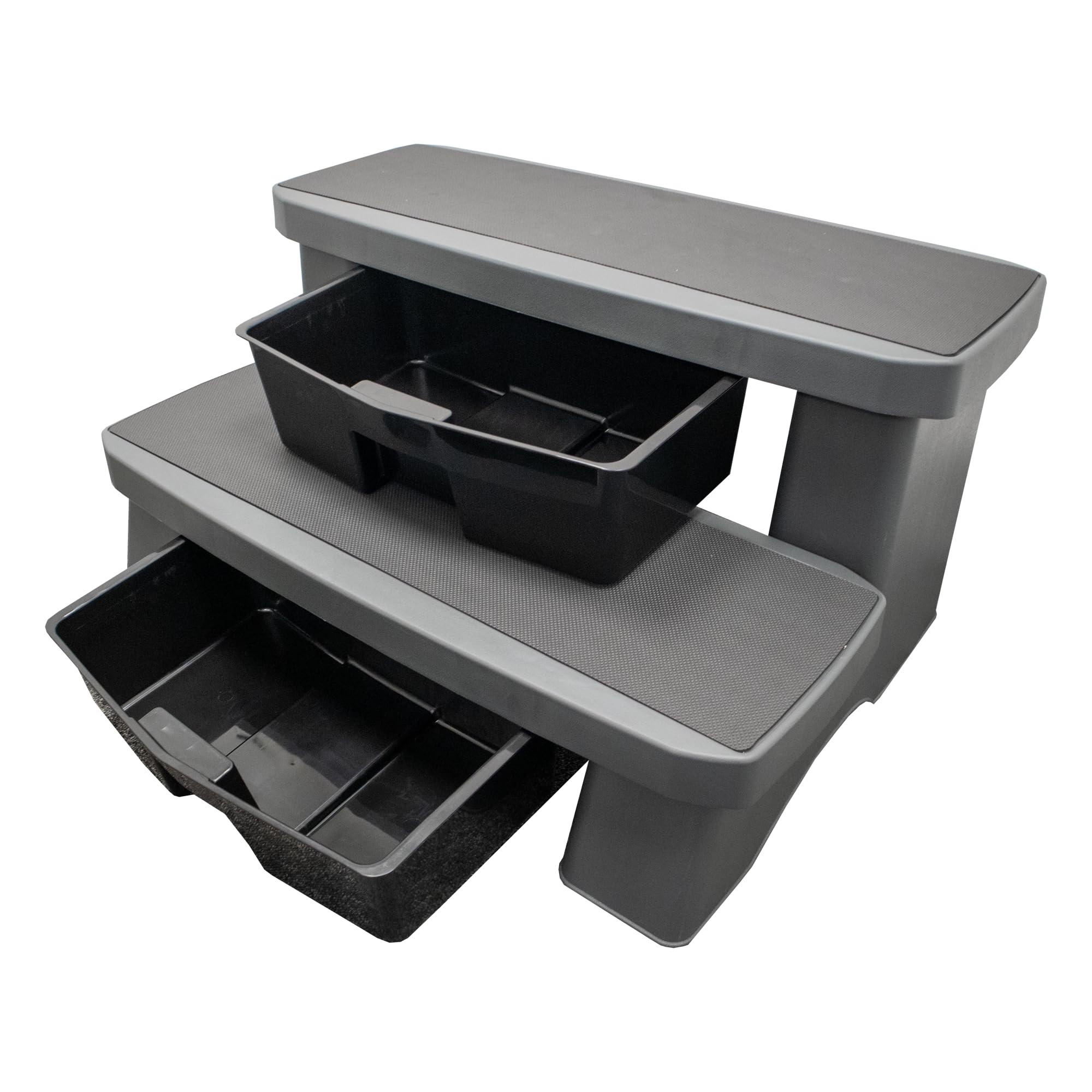 Happy Premium Hot Tub Steps with Storage Drawers for Chemicals Grey Black Brown (Grey)