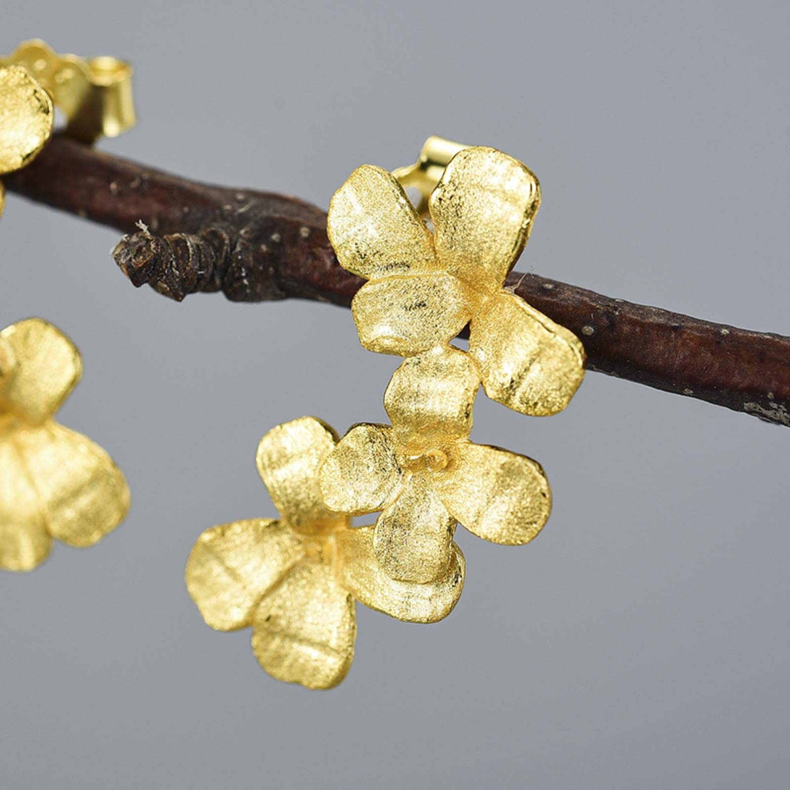LOKILOKI Fiore nel Mio Giardino Orecchini 2021 Nuovo Arrivo Orecchini in Vero Argento Sterling 925 Fatti A Mano con Gioielli per Le Donne