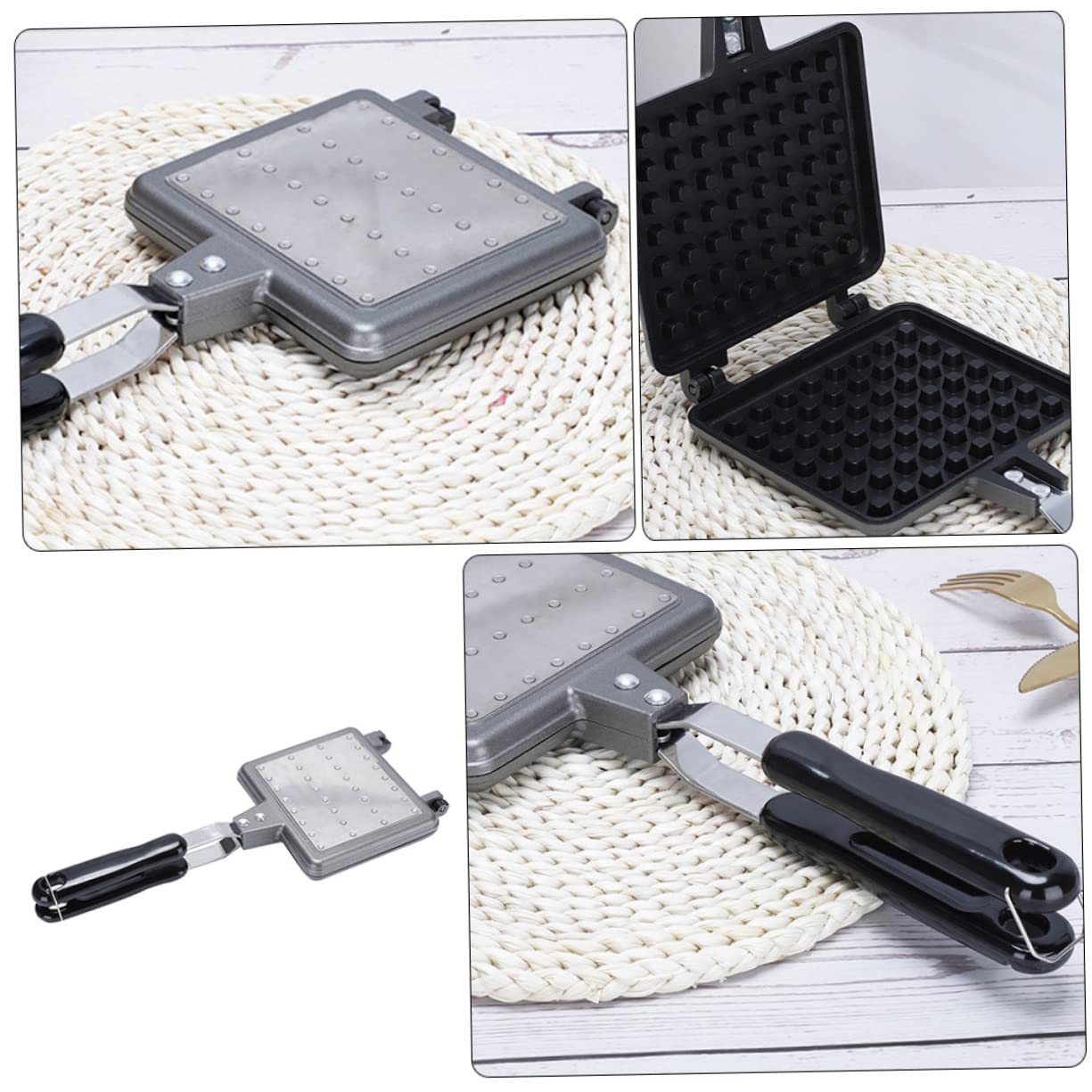 OUNONA Nonstick Waffle Baking Mold Kitchen Bakeware for Homemade Waffles Design with Texture Easy to Store Comfortable Grip Non Stick Coating