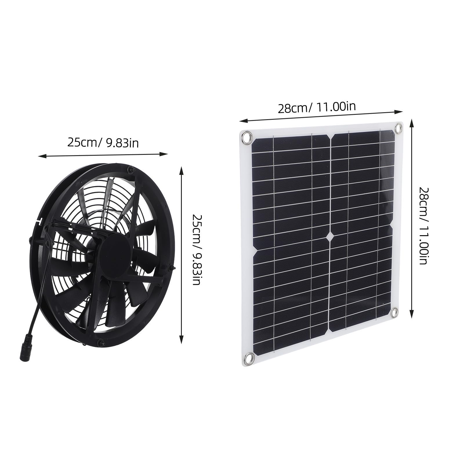 POPETPOP Solarowy Wentylator Wyciągowy Wysokiej Prędkości z Panelem Solarnym Do Wentylacji Kurnika Szklarni Sieni Stodoły i Zwierząt Zasilany Energią Słoneczną