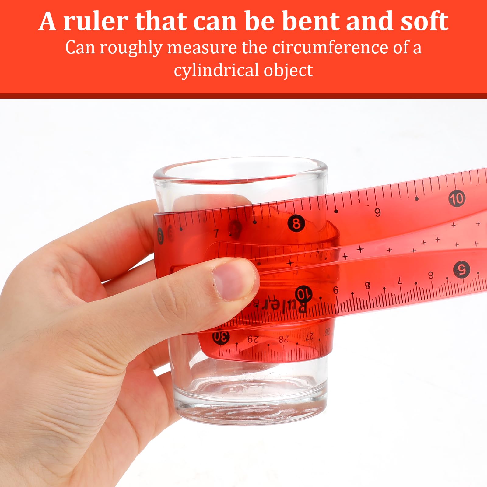 3Pcs Flexible Ruler, 12 Inch Translucent Plastic Rulers Shatterproof Bendy Rulers with Inches and Centimeters Soft Bendable Rulers for Kids Adults Classroom School Home Office (Red Yellow Blue) - Image 4