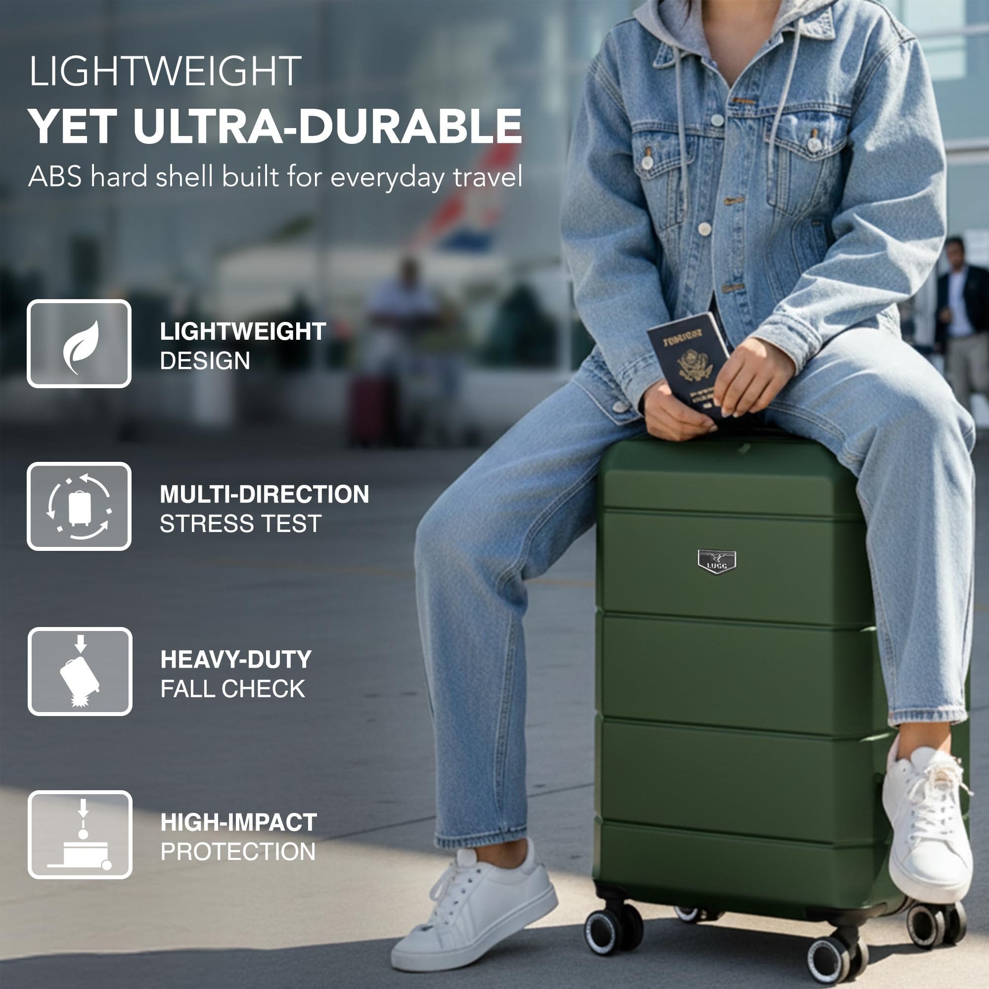 LUGG - Jetset 40cm Suitcase - 40x30x20cm- Ryanair Compatible - Underseat Size - Hard Shell ABS - Spinner & Removable Wheels - Lightweight Travel Luggage- Cream/Brown — view 77