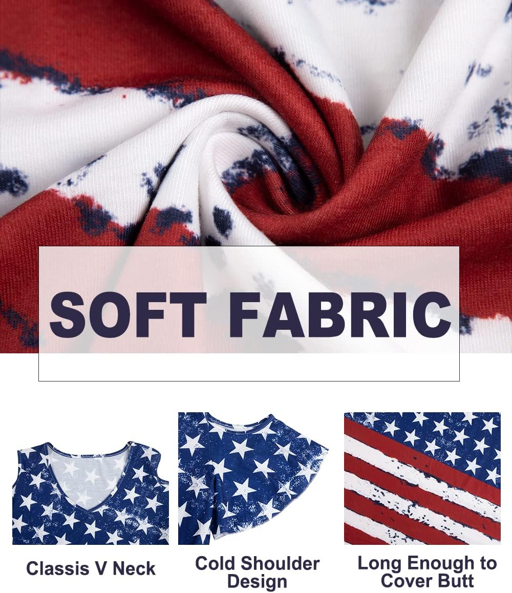 Plus Size American Flag Shirt Women 4th of July Tee Patriotic USA 250th Birthday Tunic Ruffle Sleeve Tops