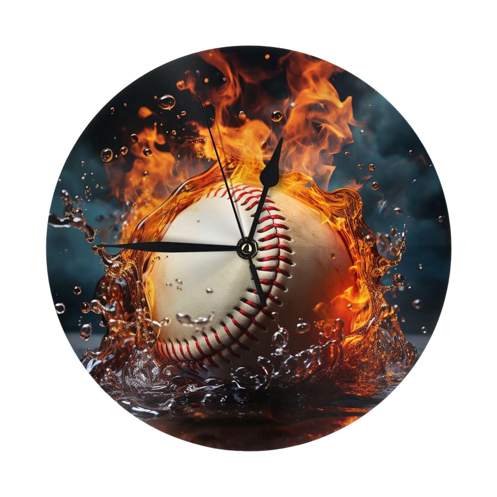 Horloge murale de baseball silencieuse 25 cm à piles pour décoration de bureau et maison