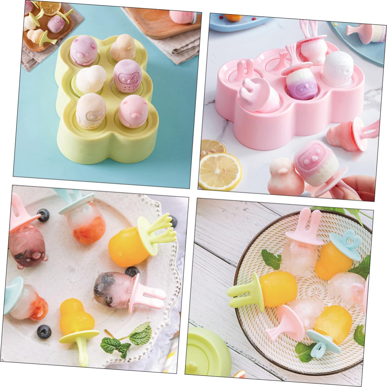 COLLBATH 4ensembles Moules à Glace Silicone Animal pour Glaçons Maison Léger et Réutilisable
