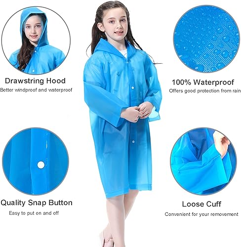 Miniatura 2 de Ponchos de lluvia impermeables para niños, paquete de 2 abrigos de lluvia reutilizables con capucha para niños y niñas, Disney, senderismo,