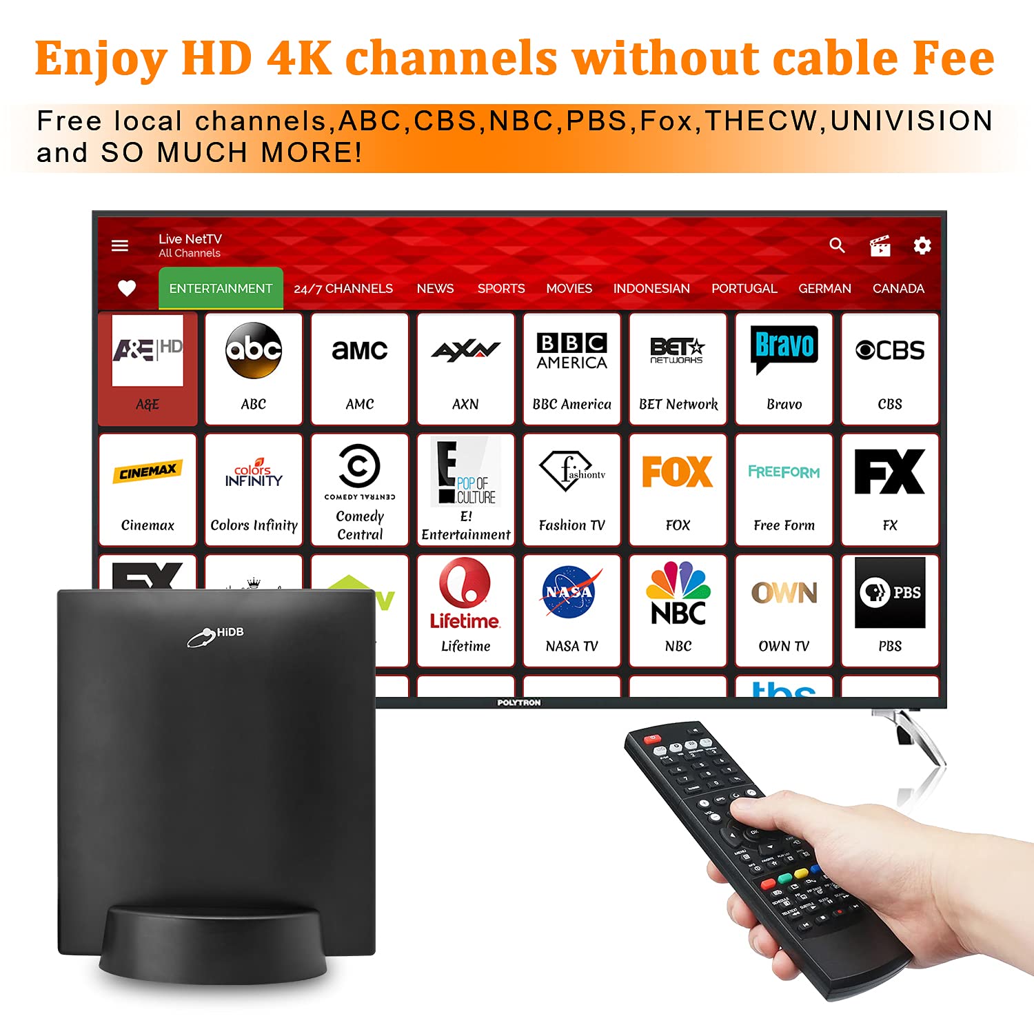 Indoor TV Antenna, Amplified HD Digital TV Antenna Long Range Reception